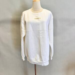 Adidas white sweatshirt gold trefoil logo/accents men's Size medium NWT